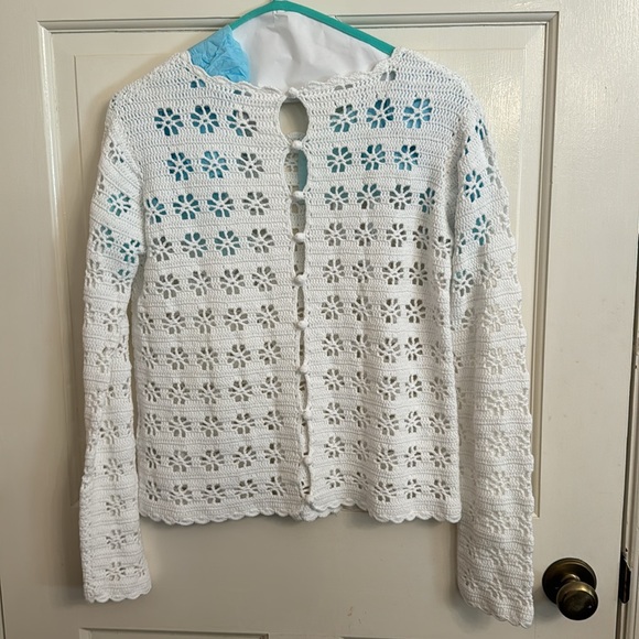 Red Valentino Crochet-knit Cotton Top White size Large - Picture 7 of 10